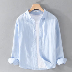 Men's Cotton-Linen Long Sleeve Shirt