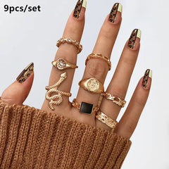 Gold Geometric Ring Set