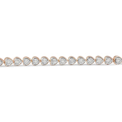 .925 Sterling Silver 1.0 Cttw Miracle Set Diamond Heart-Link 7" Tennis Bracelet (I-J Color, I2-I3 Clarity)