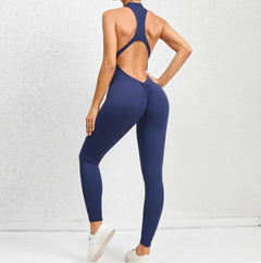 Sleeveless Zippered Yoga Jumpsuit - Tummy Control & Butt Lifting Fitness Sportswear