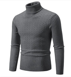 Men's Slim-Fit Knitted Turtleneck Sweater - Solid Color