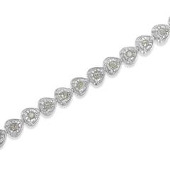 .925 Sterling Silver 1.0 Cttw Miracle Set Diamond Heart-Link 7" Tennis Bracelet (I-J Color, I2-I3 Clarity)