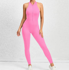 Sleeveless Zippered Yoga Jumpsuit - Tummy Control & Butt Lifting Fitness Sportswear