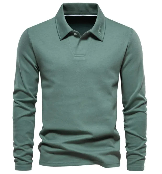 Long Sleeve Men's Casual Solid Color Top Lapel