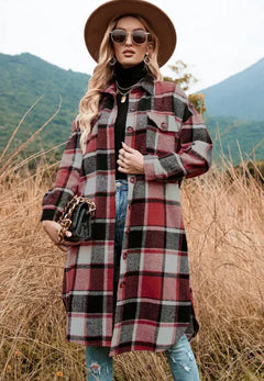 Coat Side Slit Lapel Loose Wool