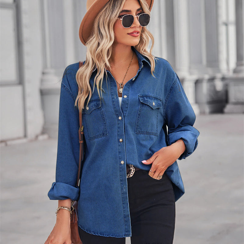 Chic Slim Fit Denim Shirt for Effortless Elegance