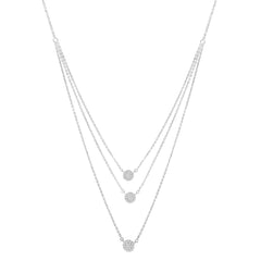 .925 Sterling Silver 1/2 Cttw Round Diamond Medallion Multi-Strand Tri Pendant 18" Necklace (H-I Color, I2-I3 Clarity)