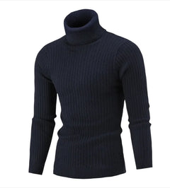 Men's Slim-Fit Knitted Turtleneck Sweater - Solid Color