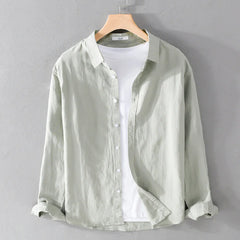 Men's Cotton-Linen Long Sleeve Shirt