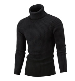 Men's Slim-Fit Knitted Turtleneck Sweater - Solid Color