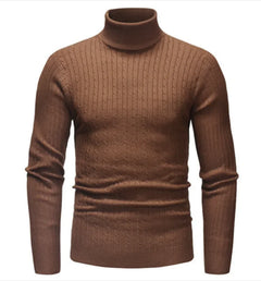 Men's Slim-Fit Knitted Turtleneck Sweater - Solid Color