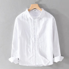 Men's Cotton-Linen Long Sleeve Shirt